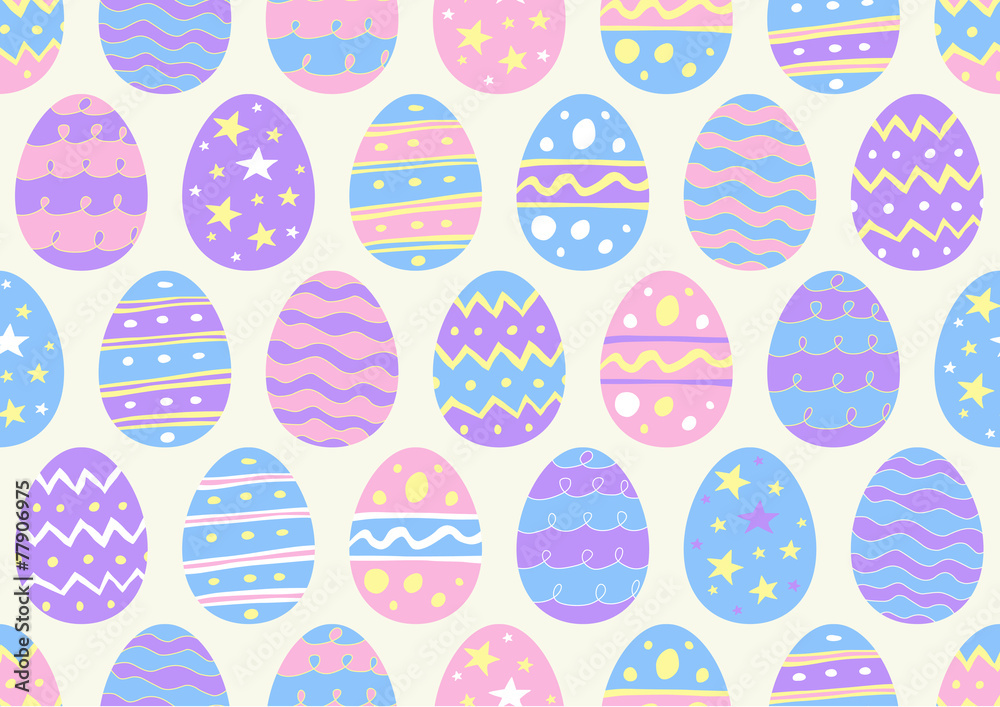 Hand Drawn Easter Eggs in a Seamless Pattern Hand Drawn Easter Eggs in a Seamless Pattern