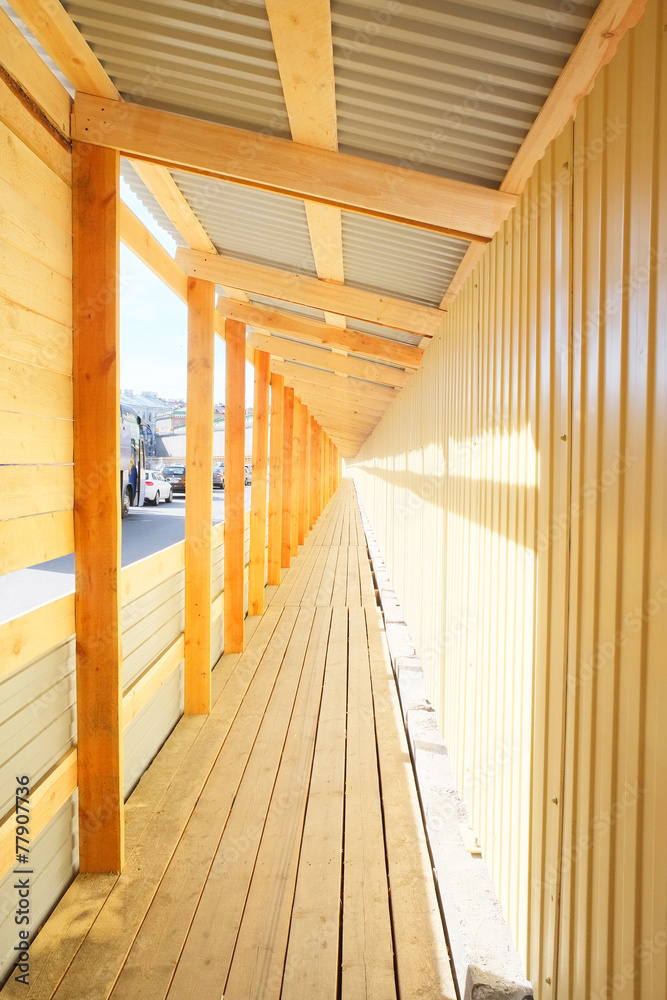 Fototapeta premium Long wooden tunnel