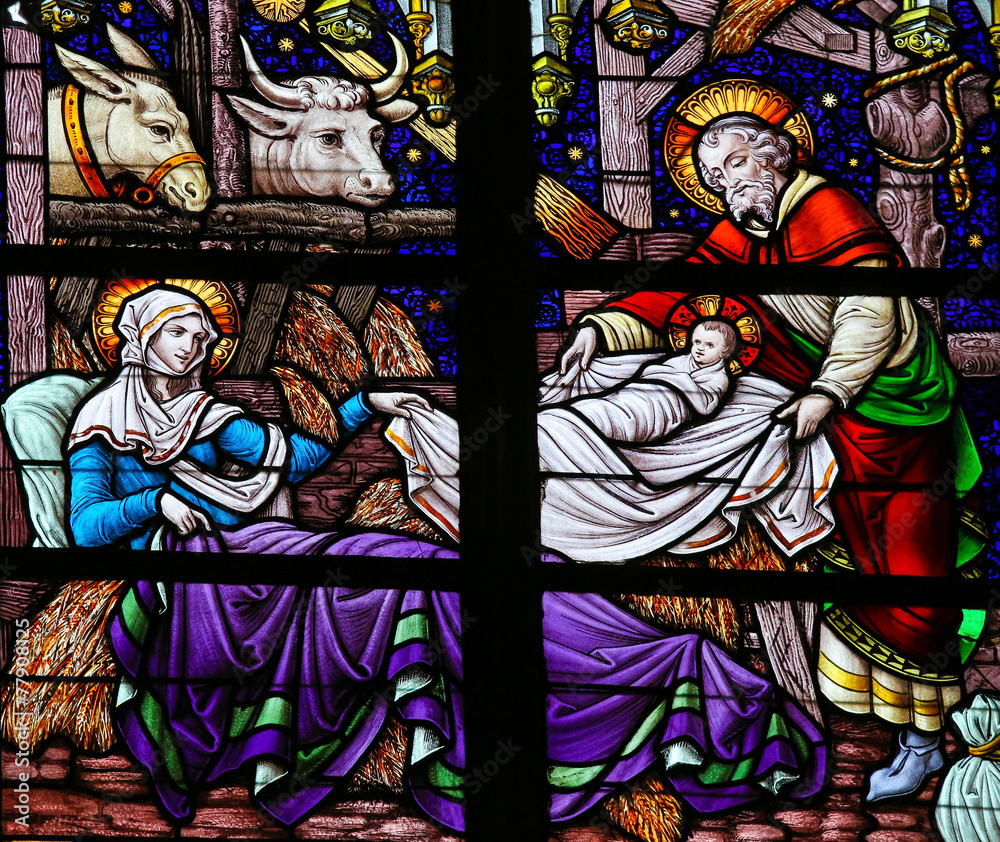 Fototapeta premium Nativity Scene Stained Glass