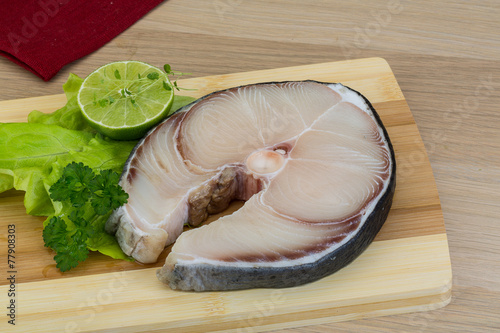 Raw blue shark steak photo