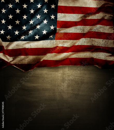 American flag on grunge background