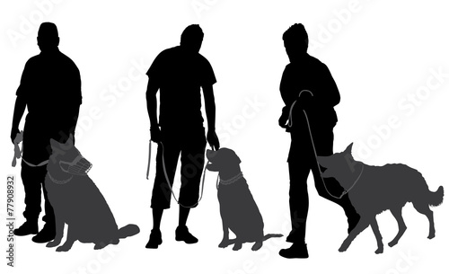 Man walking his dog silhouette