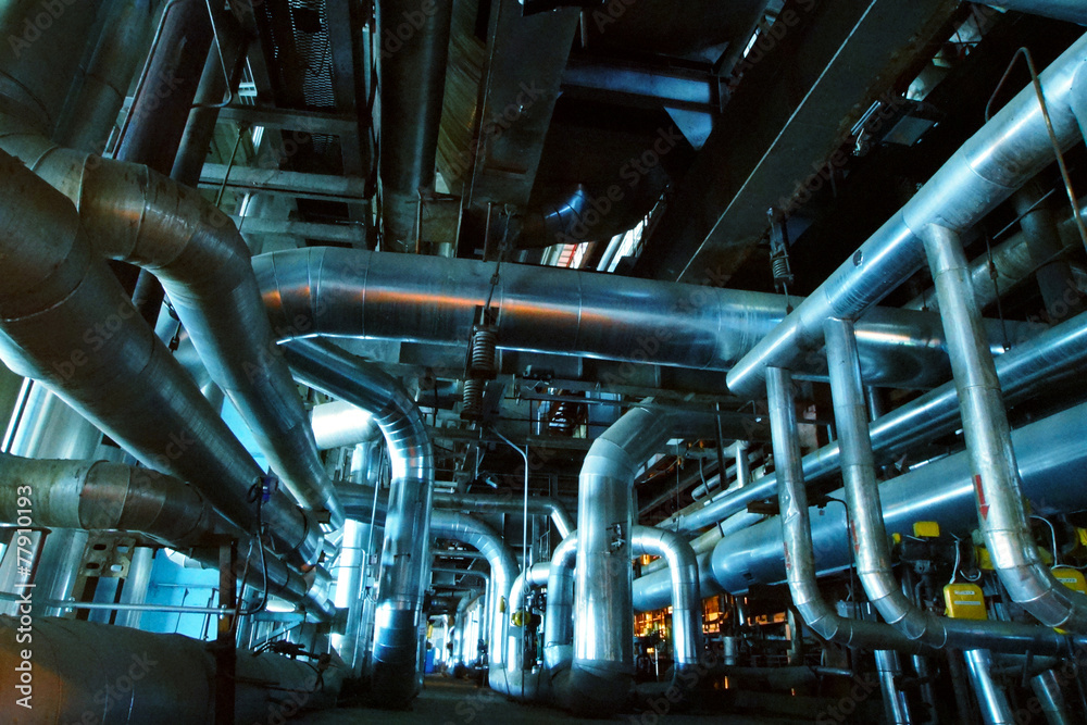 Industrial zone, Steel pipelines, valves and cables Industrial zone, Steel pipelines, valves and cables