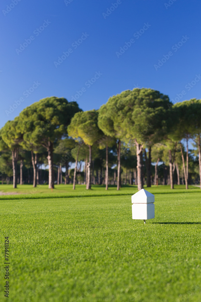 Fototapeta premium Marker at a teeing ground of a golf course