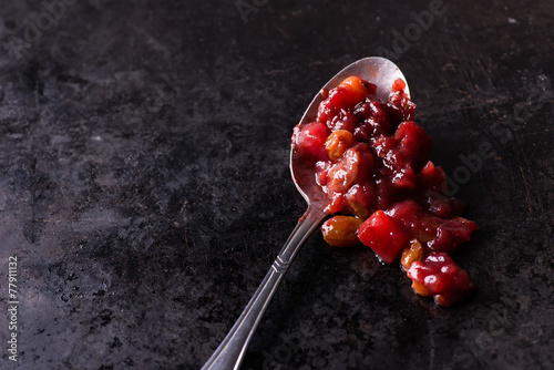 Obraz na plátně Pear cranberry relish