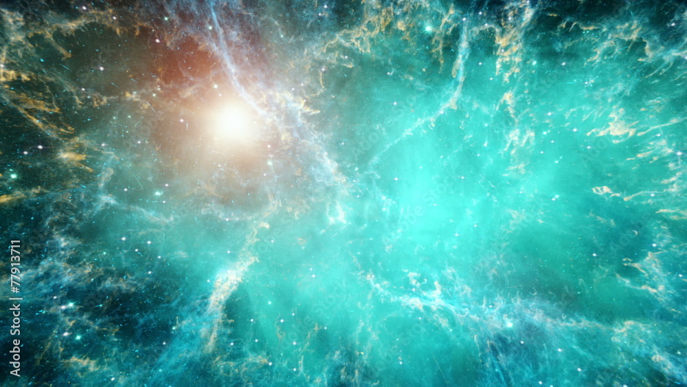 flight through the cosmic clouds of a nebula