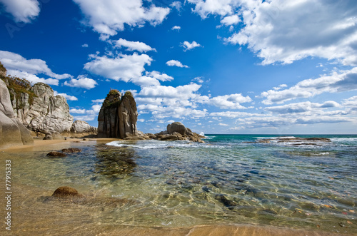 Bright, sunny landscape coast.