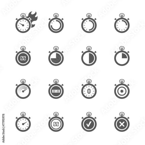 Stopwatch icons set.