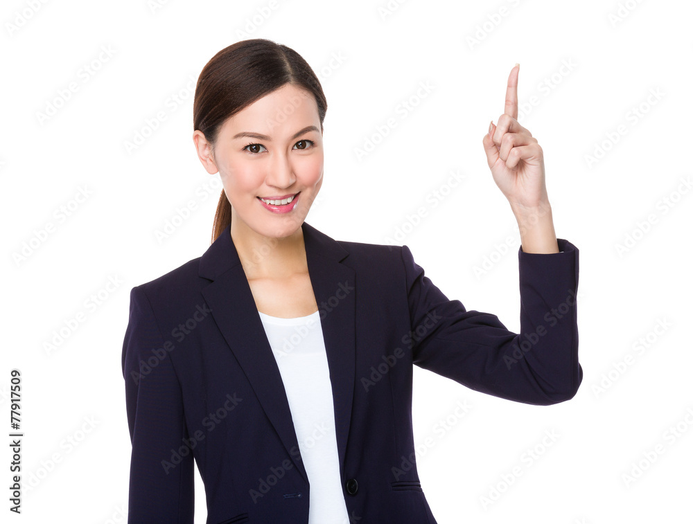 Businesswoman with finger point up Businesswoman with finger point up