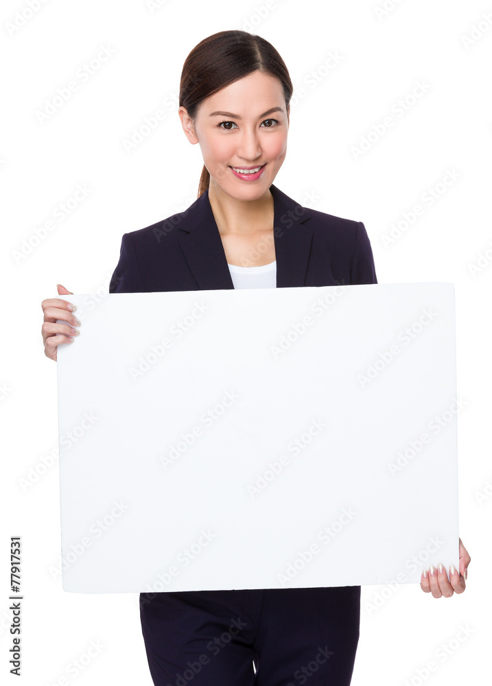 Businesswoman show with blank board Businesswoman show with blank board