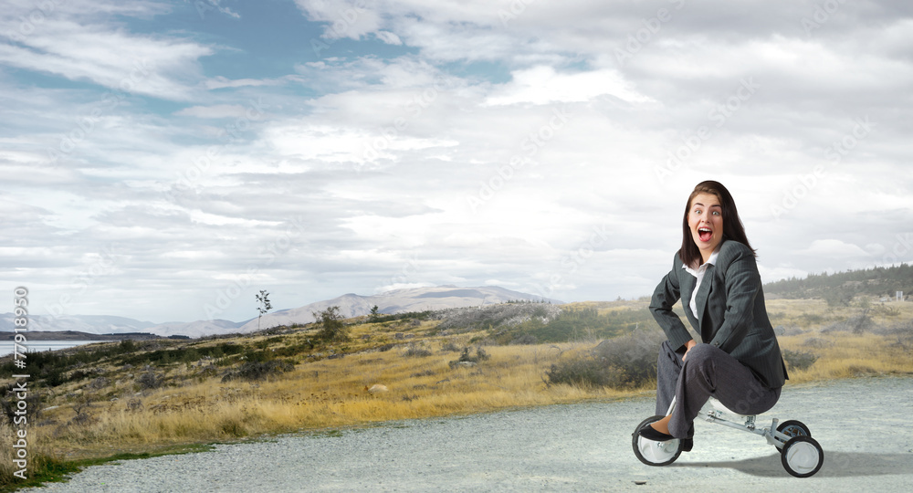 Woman riding bicycle