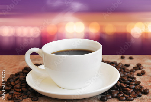 Coffee cup with outdoor background
