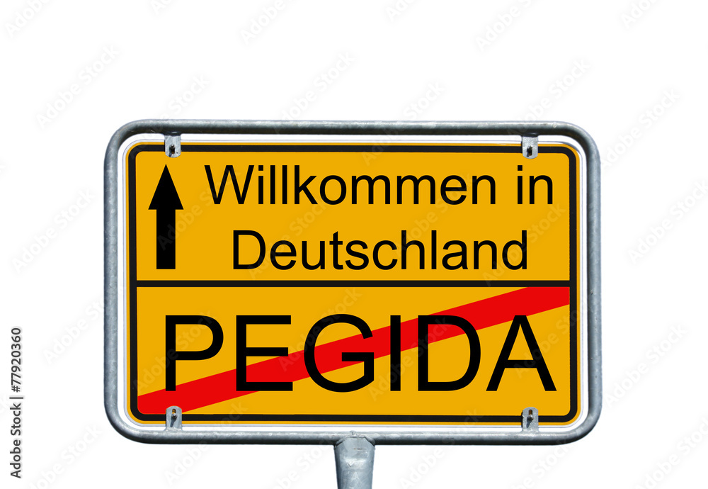 Schild mit den Worten Deutschland und Pegida