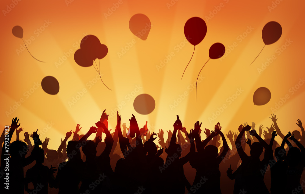 People Crowd Party Celebration Drinks Arms Raised Concept People Crowd Party Celebration Drinks Arms Raised Concept