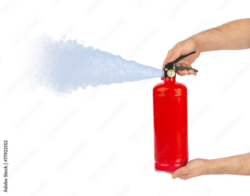 Obraz premium Hands with fire extinguisher