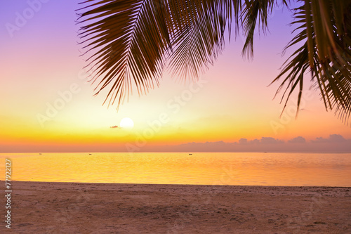 Sunset in Maldives beach