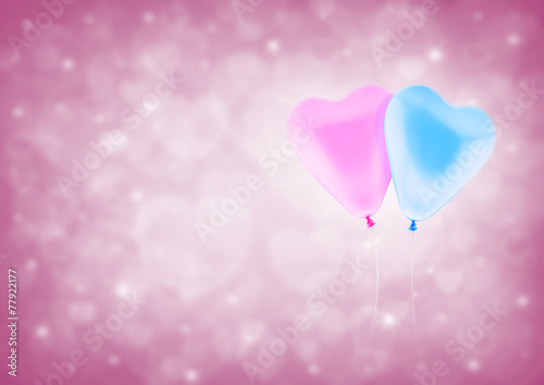 Love heart balloon on blur light pink heart bokeh for valentine