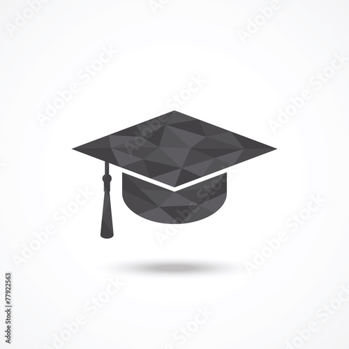 Graduation cap. Low poly design.