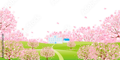 桜　学校　背景