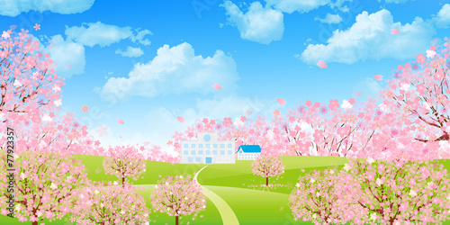 桜　学校　背景