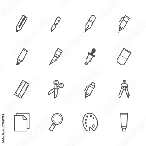 Stationery and Painting tools icons