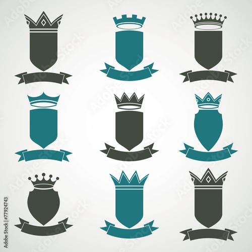 Wallpaper Mural Heraldic royal blazon illustrations set - imperial striped decor Torontodigital.ca