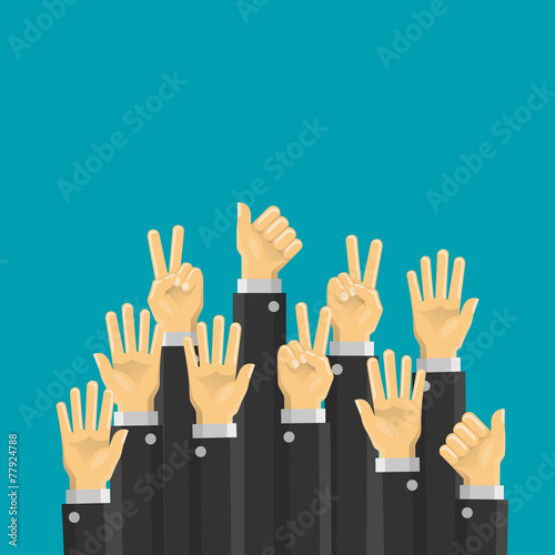 Business hands up