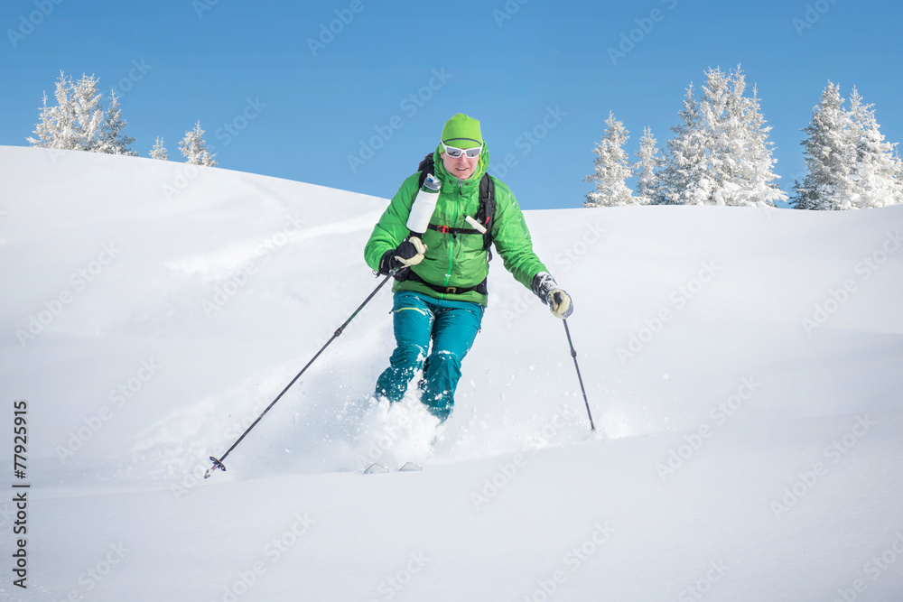 Touring skier in the alps