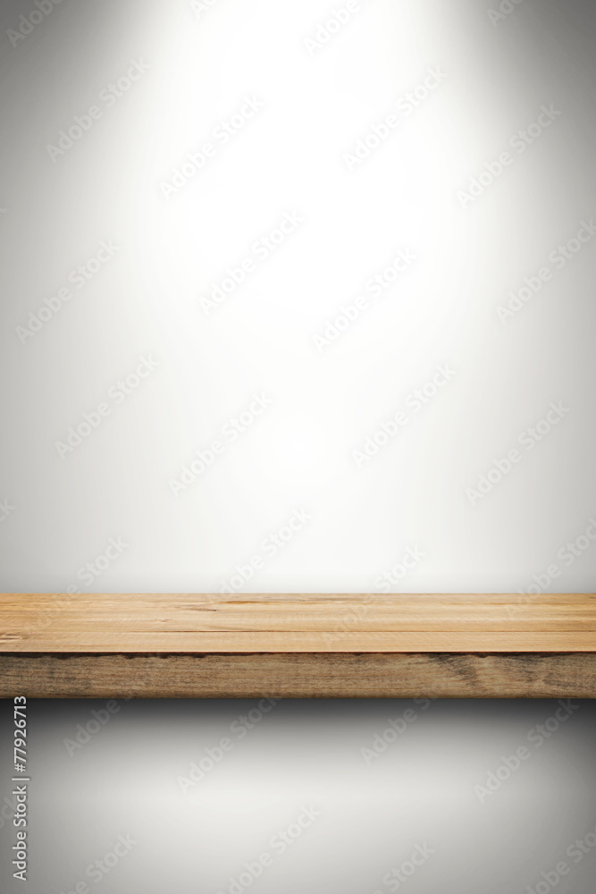 empty wood shelf on white wall empty wood shelf on white wall