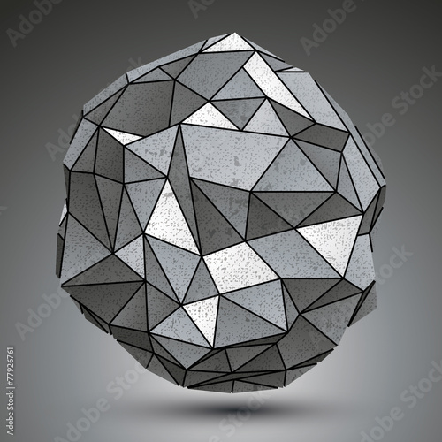 Deformed metallic object created from geometric figures, spatial