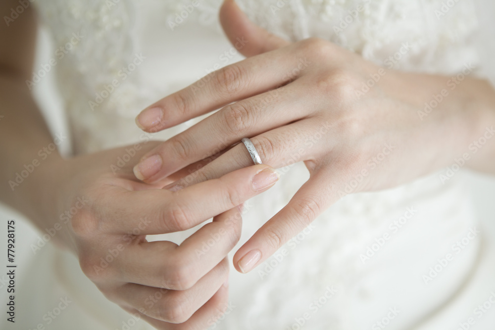 Bride wearing a wedding ring Bride wearing a wedding ring