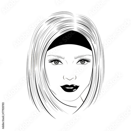 Beauty with long hair in B&W