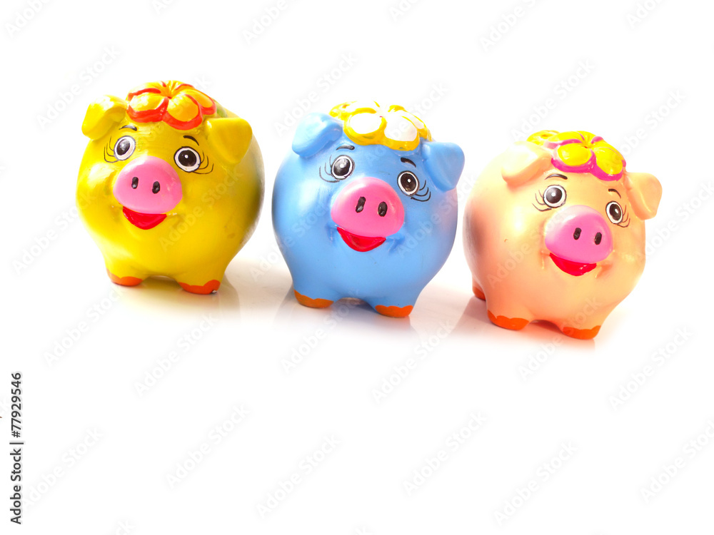 cute piglet clay pot isolated on white background cute piglet clay pot isolated on white background