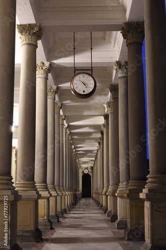 Classical style colonnade with Clock, Karlovy Vary