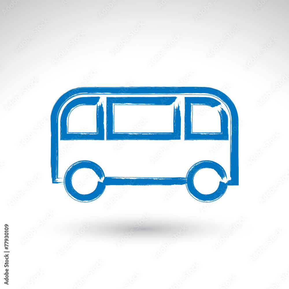 Hand drawn bus icon, illustrated brush drawing passenger bus sig Hand drawn bus icon, illustrated brush drawing passenger bus sig