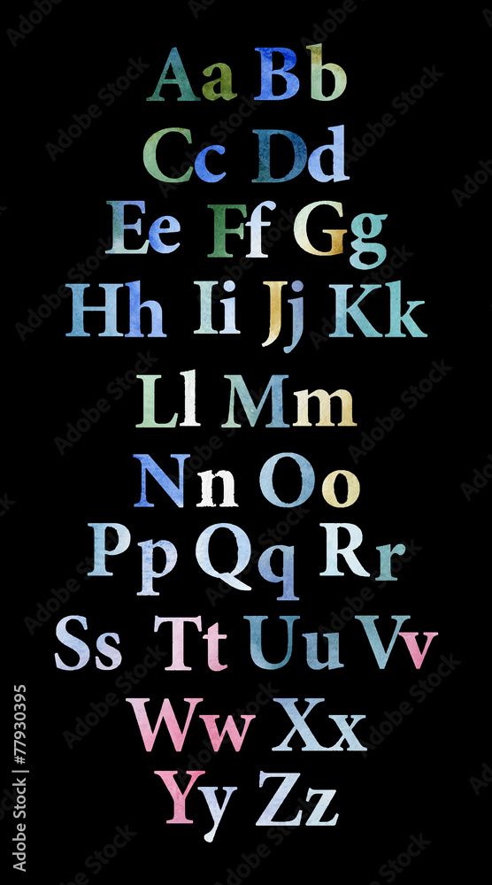 alphabet with watercolor texture alphabet with watercolor texture