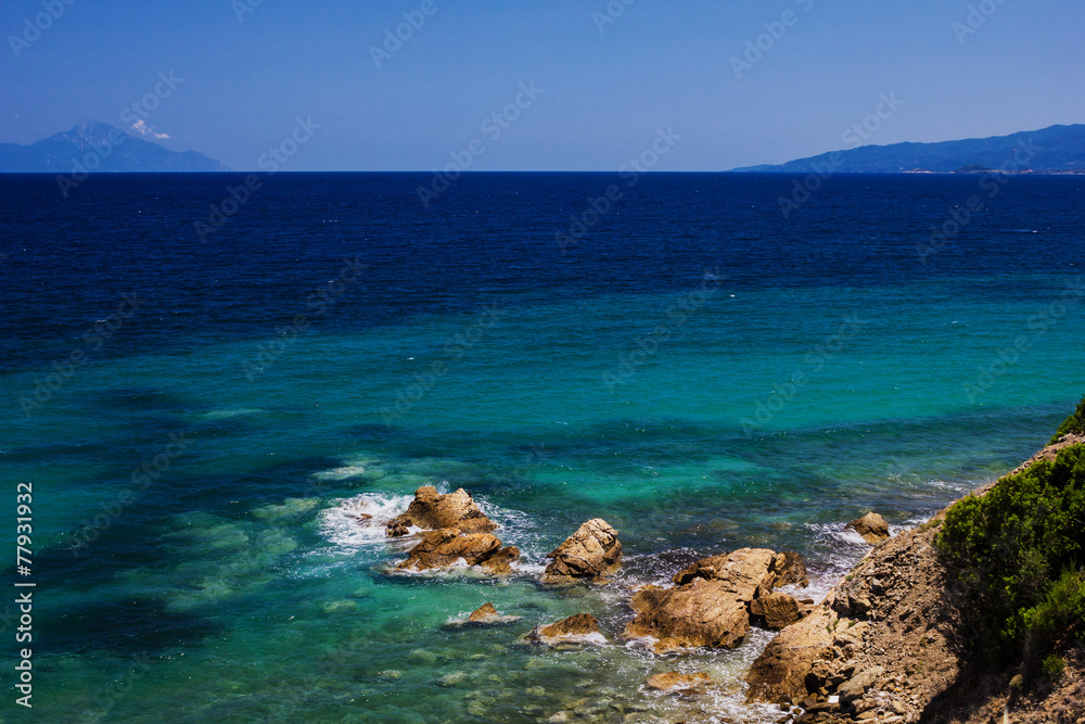 Mediterranean Sea. Greek beach of sea Mediterranean Sea. Greek beach of sea
