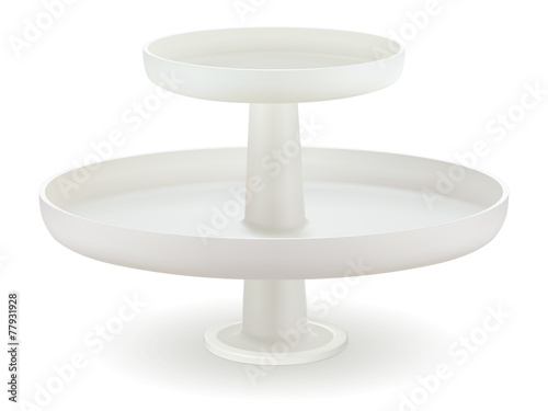 Cake and fruit stand, double, isolated. Vector illustration