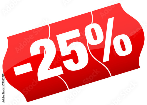 Price Tag Sale 25% Minus Red Divided