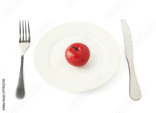 Apple fruit in a plate isolated
