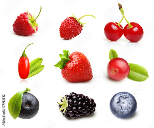 Fototapeta Naklejka Na Ścianę i Meble -  Different type of berry fruits isolated