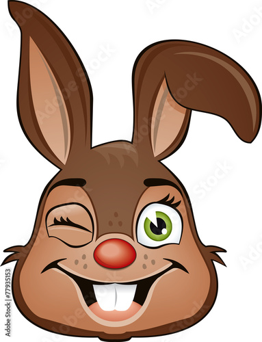 Osterhase lacht und zwinkert mit Auge