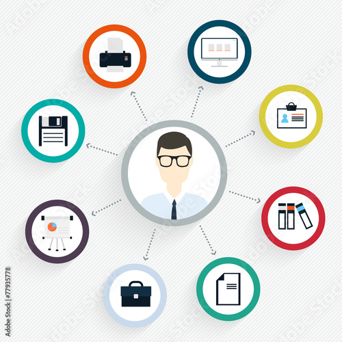 Vector flat customer office concept - icons and infographic desi