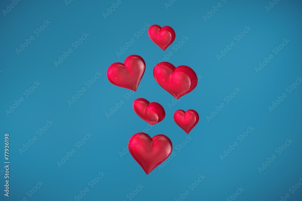 Composite image of floating love hearts