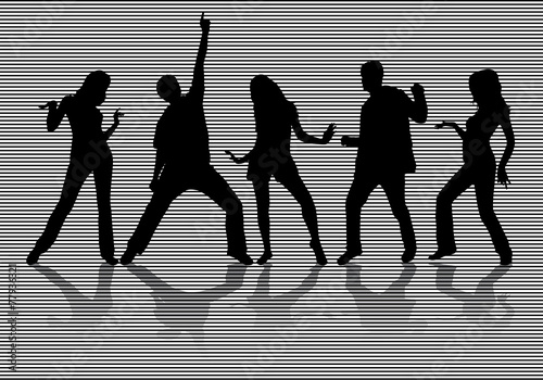 Dancing people silhouettes
