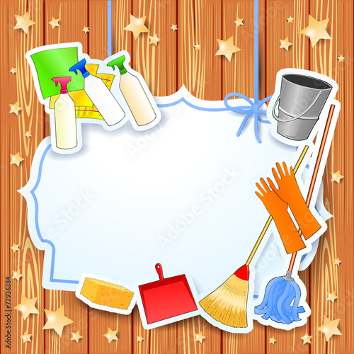 Cleaning, vector background with copy space