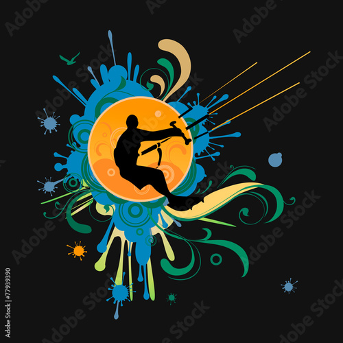 Surfer  t-shirt graphics with kite