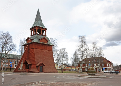 Obraz na płótnie Belfry of the church of the Archangel Michael in Mora. Sweden w salonie