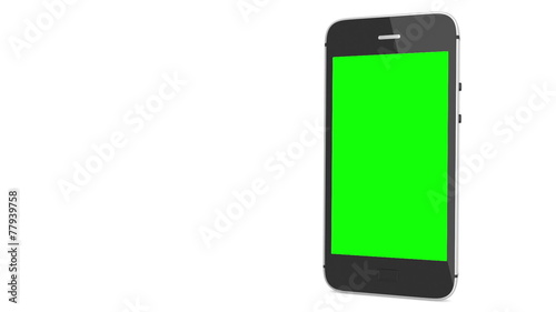 Animation of a chroma key screen of a smartphone against white