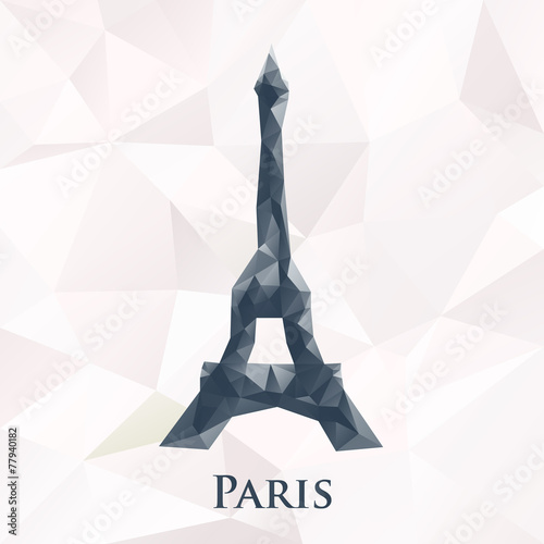 Vector polygonal paris Eiffel Tower symbol.